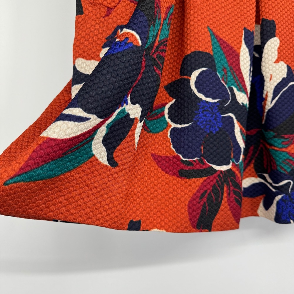 Anthropologie Maeve Skirt 12 Maira Brocade Floral Mini Orange Textured Retro - Picture 4 of 13